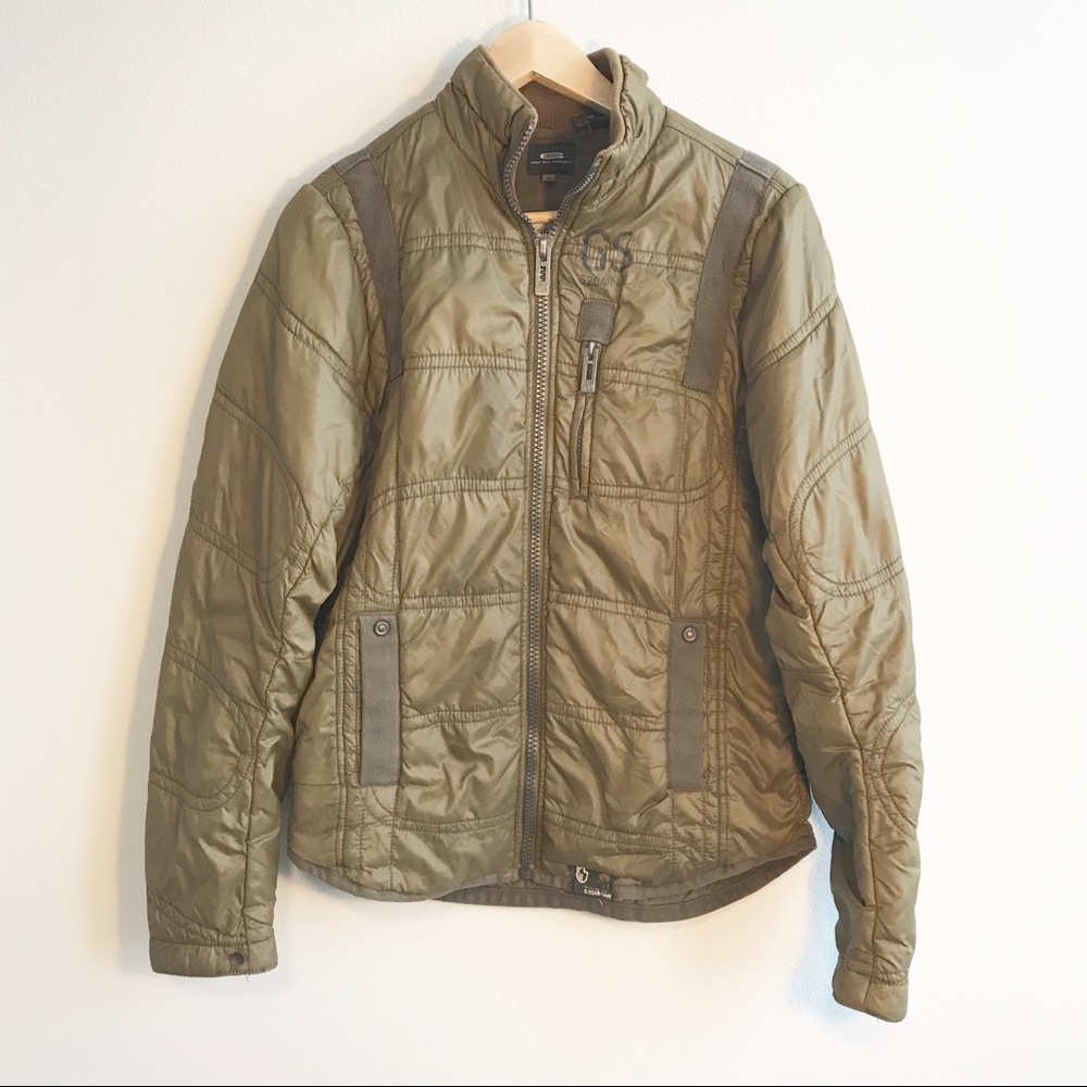 G Star Raw Olive Green Distressed Bomber Jacket